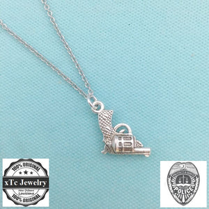 POLICE related Charms Silver Necklace