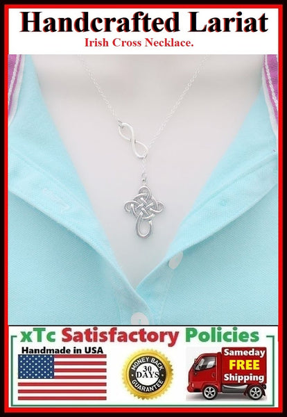 Beautiful Celtic or Irish Cross Lariat Style Necklace.