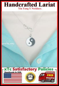 Chinese Philosophy "YIN & YANG" Handcrafted Necklace Lariat Style.