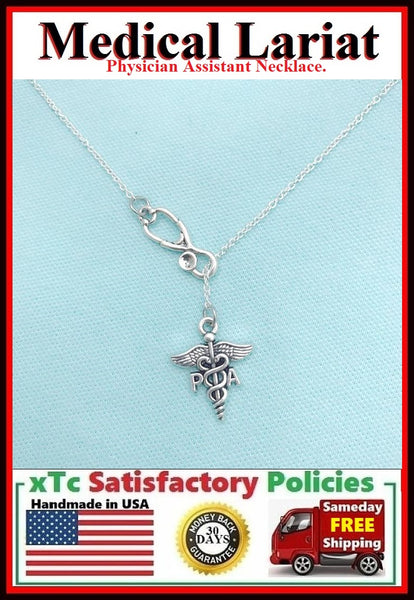 Physician Assistant Silver Charm Lariat Style Necklace.