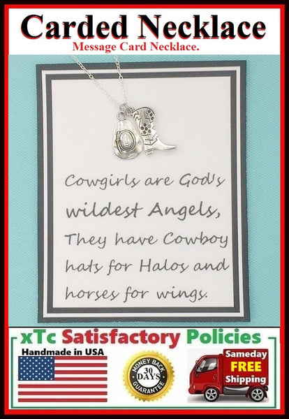 Cowgirl Gift; Handcrafted Boot and Hat Silver Charms Necklace.