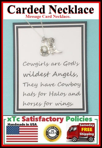 Cowgirl Gift; Handcrafted Boot and Hat Silver Charms Necklace.