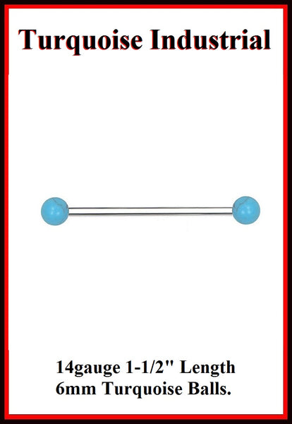 6mm Turquoise Ball Surgical Steel Industrial.
