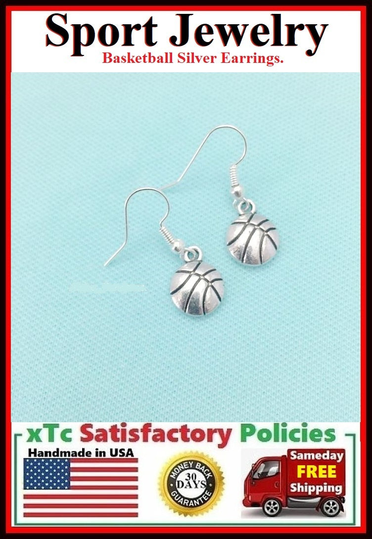 Beautiful Basketball Silver Earrings. Player Gift. Team Gift.