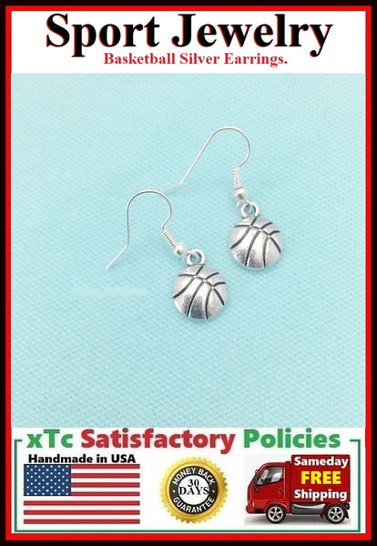 Beautiful Basketball Silver Earrings. Player Gift. Team Gift.