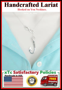Large Fishhook Handcraft Necklace Lariat Style. I am hooked on You, Lover's Gift