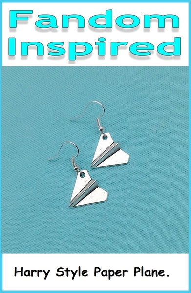 Beautiful Harry Style Paper Plane Silver Earrings.