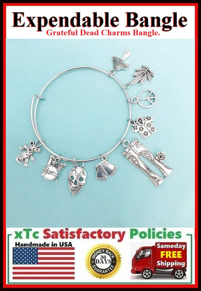 Grateful Dead related charms Bangle Bracelet.