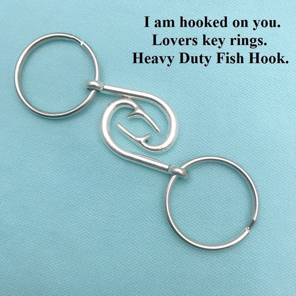 2 Friendship Fish Hook Keychain Set. BFF, Lovers Gift.