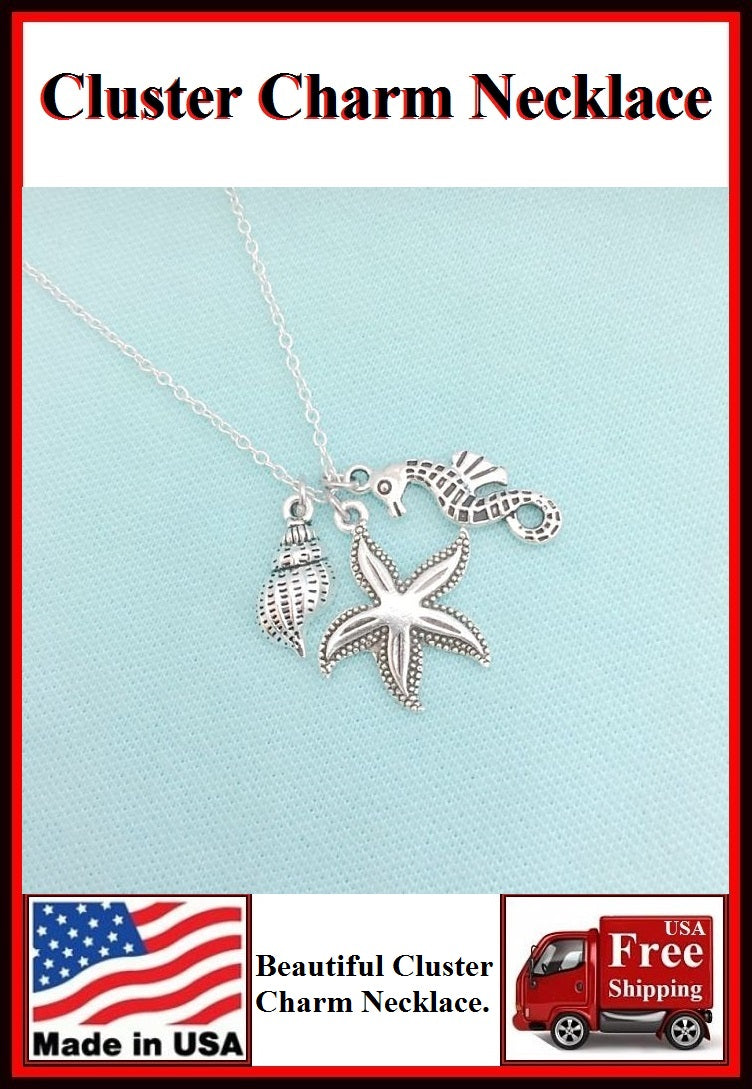 Stunning Starfish Cluster Charm Necklaces. #1