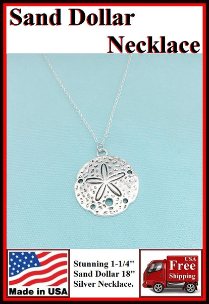 Stunning 1-1/4" Silver SAND DOLLAR Charm Necklaces.