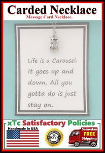 Motivational Gift; Handmade Silver 3D Carousel Charm Necklace.