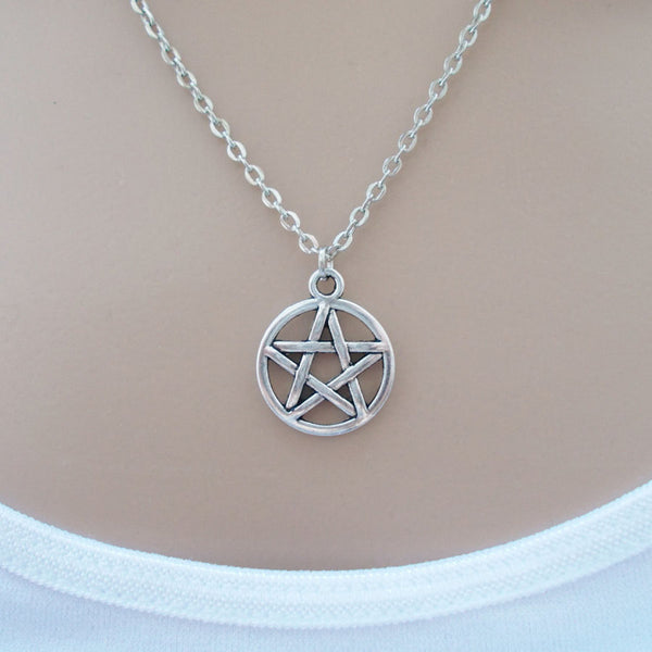 5/8" PENTACLE PENTAGRAM Silver Charms Necklace