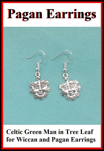 Celtic Green Man In Tree Leaf Charms Dangle earrings.