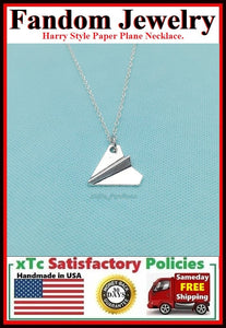 Harry Style Paper Plane Silver Charm Necklace.