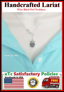 Nice Owl & Infinity Handcrafted Lariat Style Necklace.