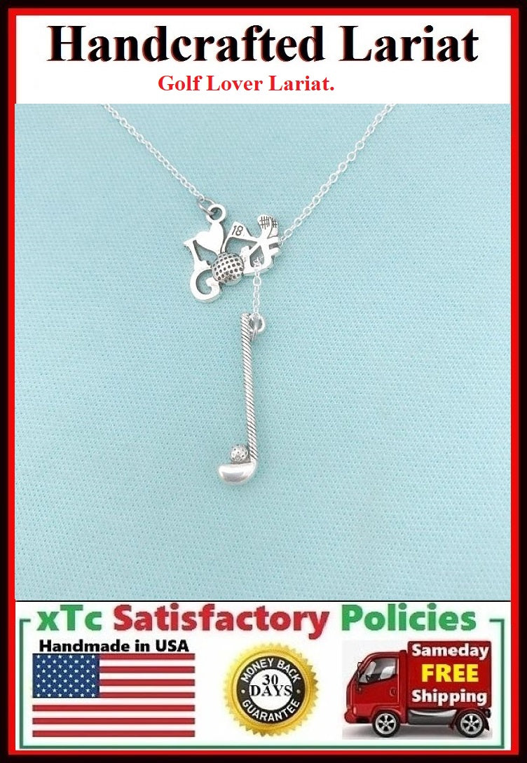 I love Golf Charms Necklace Lariat Style.