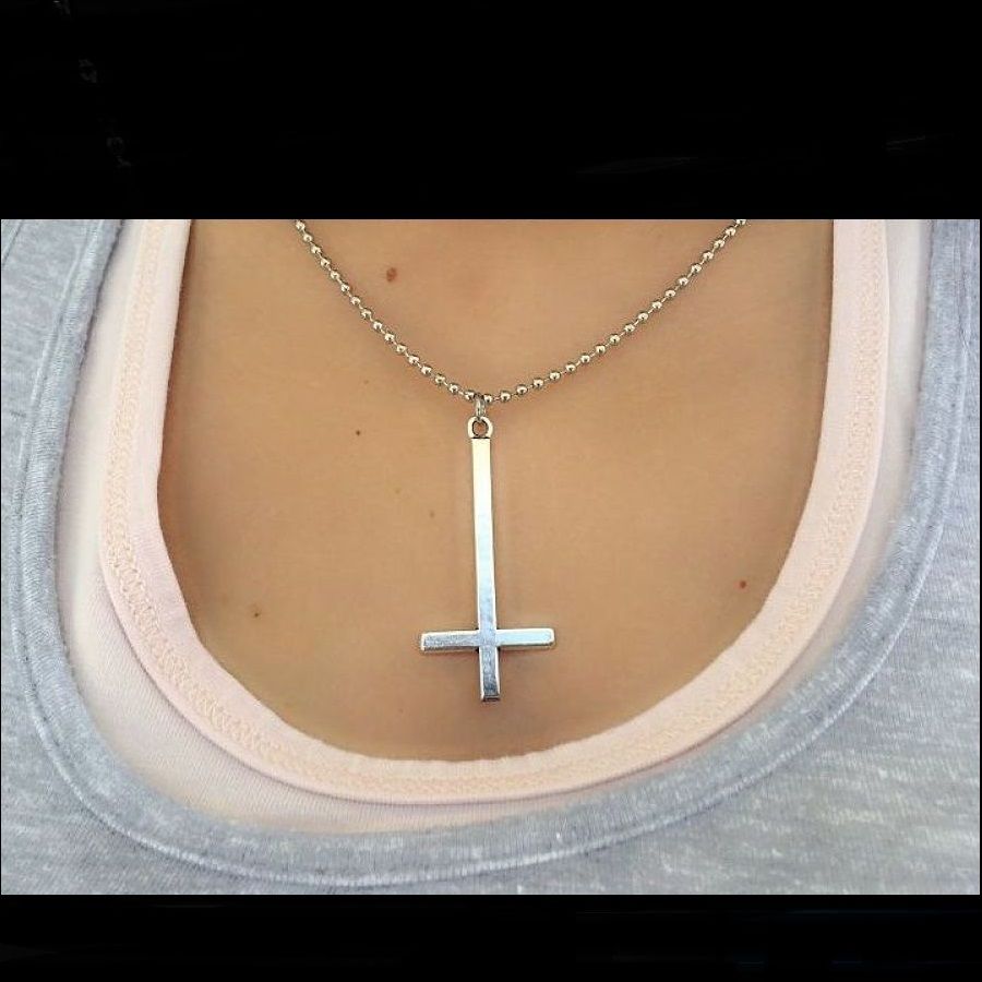 Upside Down Cross Necklace Inverted