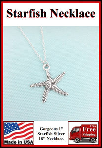 Stunning 1" Silver STARFISH Charm Necklaces.