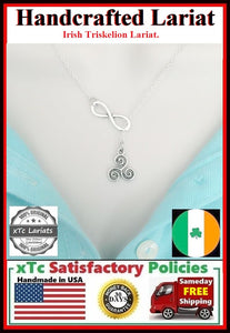 Gorgeous Irish Triskelion Lariat Style Necklace.