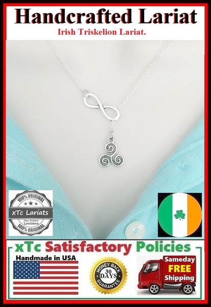 Gorgeous Irish Triskelion Lariat Style Necklace.