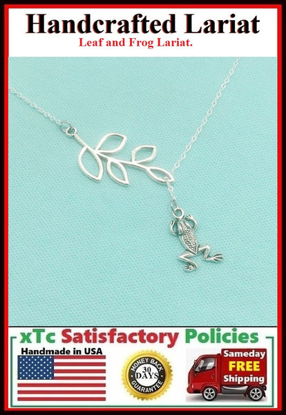 Gorgeous Leaf & Frog Necklace Lariat Style.