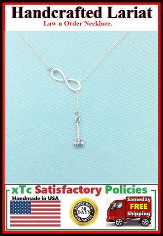 Law n Order: Gavel Handcrafted Necklace Lariat Style.