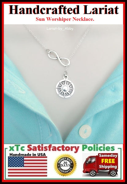 Bright Sun & Infinity Handcraft Necklace Lariat Style.