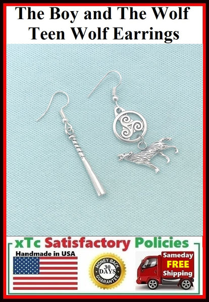 The Boy and The Wolf Charms Silver  Earrings.