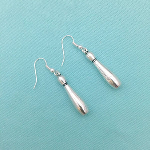 Bowling Pins Silver Charms Dangle Earrings.