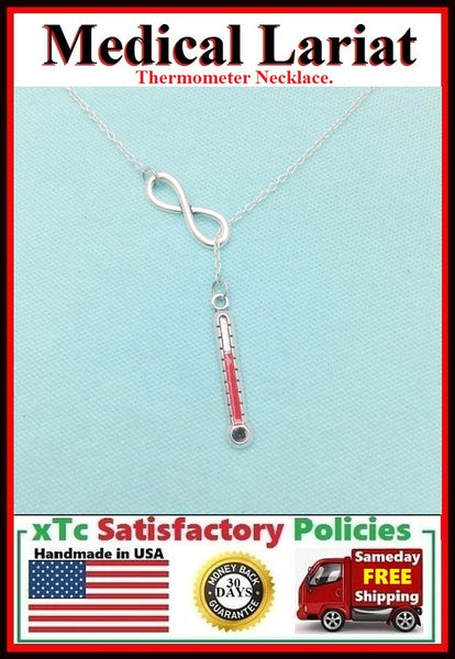 Thermometer Handcrafted Necklace Lariat Style. RN or DR.