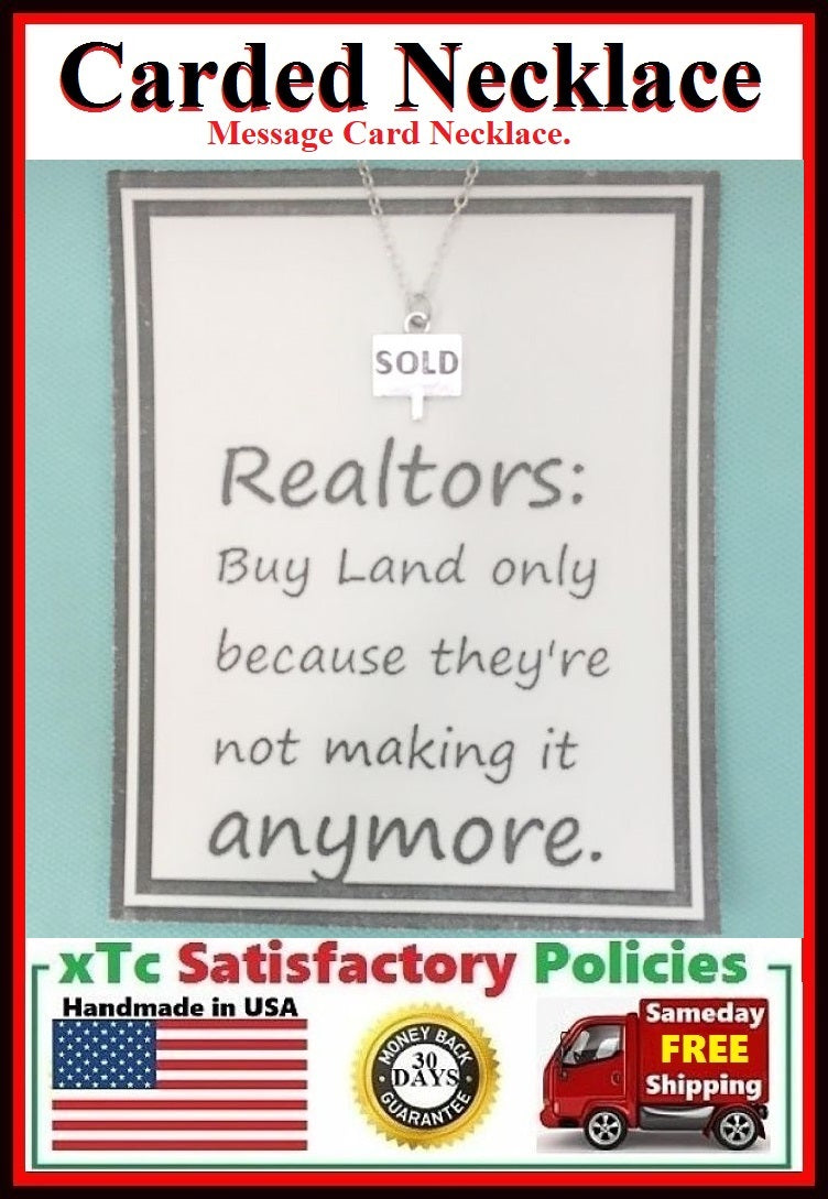 Realtor Gift; Handcrafted Silver Sold Sign Charm Necklace.