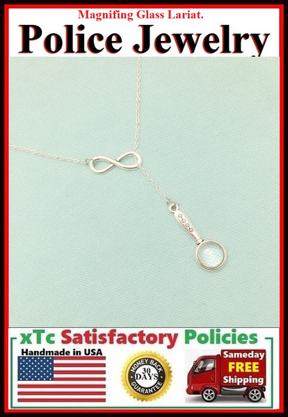 Detective MAGNIFYING GLASS Necklace Lariat Style.