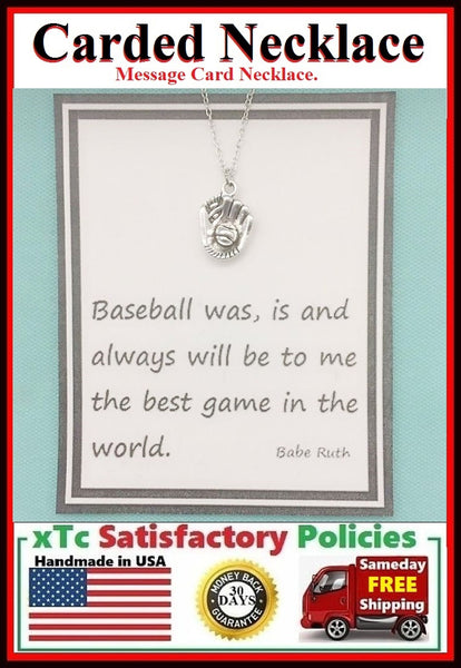 Baseball Gift; Handcrafted Silver Baseball Mitt Charm Necklace.