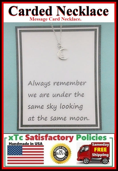 Lover Gift; Handcrafted Silver Moon Charm Necklace.