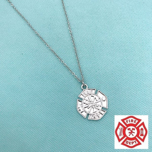 Firefighter Symbol Charm Silver Chain Necklace.