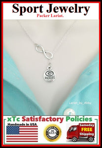 Packers Silver Handcrafted Lariat Necklace.