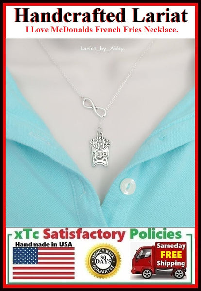 I Love McDonald's French Fries & Infinity Handcrafted Necklace Lariat Style.
