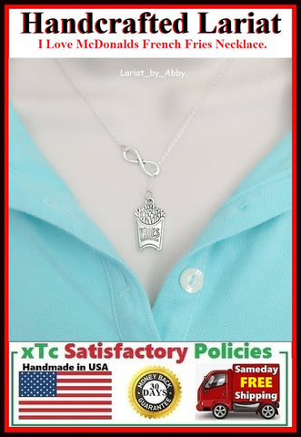 I Love McDonald's French Fries & Infinity Handcrafted Necklace Lariat Style.