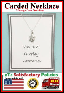 Complimented Gift; Handcrafted Silver Sea Turtle Charm Necklace.