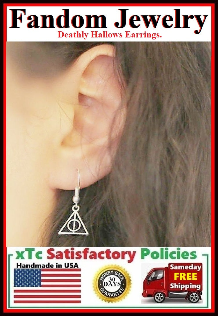 Stunning Pair Silver 1/2" Deathly Hallow Earrings.