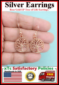 Gorgeous Rose Gold Plated TREE OF LIFE Dangle Earrings.