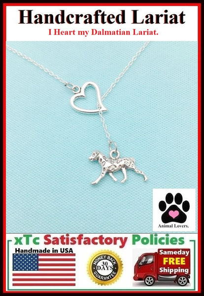 I Heart My Dalmatian Dog Handcrafted Necklace Lariat Style.