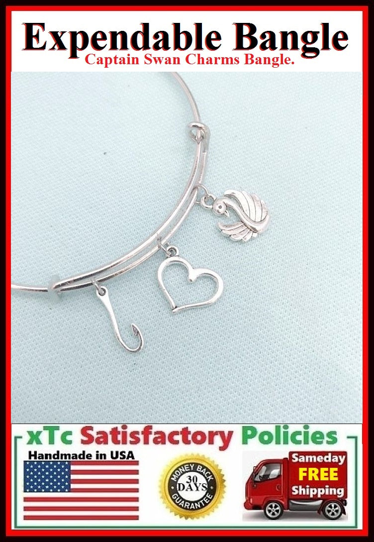 Gorgeous CAPTAIN SWAN Related Charms Bangle Bracelet.