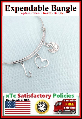 Gorgeous CAPTAIN SWAN Related Charms Bangle Bracelet.