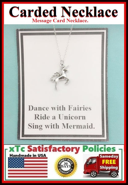 Mystical Gift; Handcrafted Silver Magical Unicorn Charm Necklace.