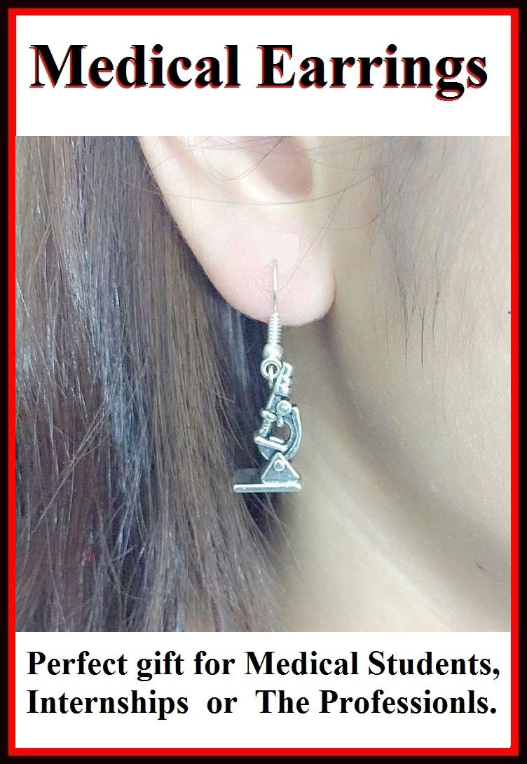 Medical Earring; Microscope Charms Dangle earrings.