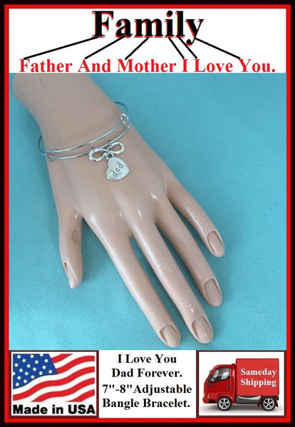 Handcrafted " I Love You DAD Forever" Charms Bangle.