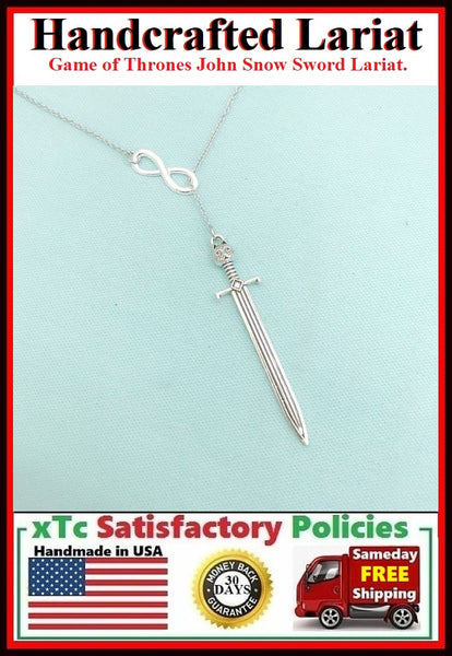 Beautiful Long (GOT) Sword & Infinity Handcrafted Necklace Lariat Style.