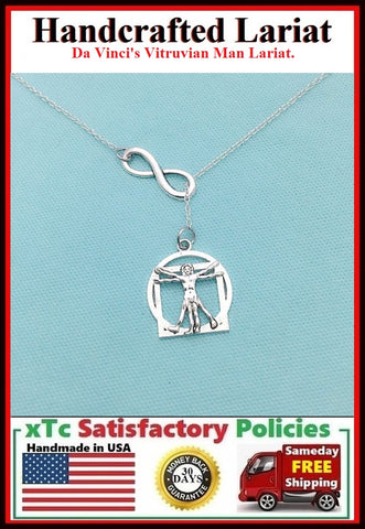 Da Vinci's Vitruvian Man & Infinity Necklace Lariat Style.